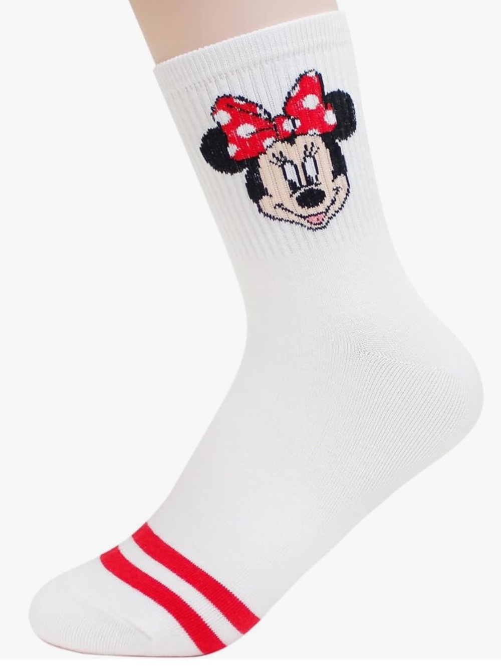 Disney Minnie Mouse White Kids Crew Socks with Red Accent 🎀